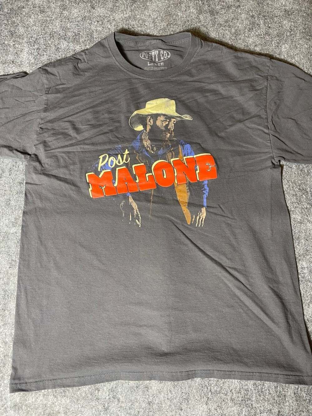 Post Malone Posty Co Cowboy Hat Graphic T-Shirt Size Large